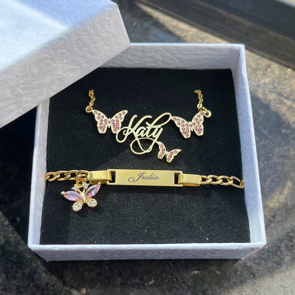 DUOYING Custom Pink Butterfly  - Name Necklace Custom recension och pris