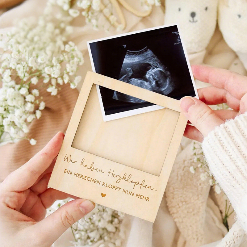 Ultrasound Pregnancy Announcem - Engraved Wood Frame recension och pris
