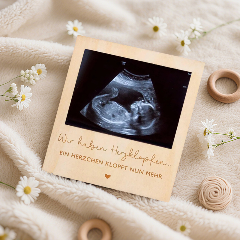 Ultrasound Pregnancy Announcem - Engraved Wood Frame recension och pris
