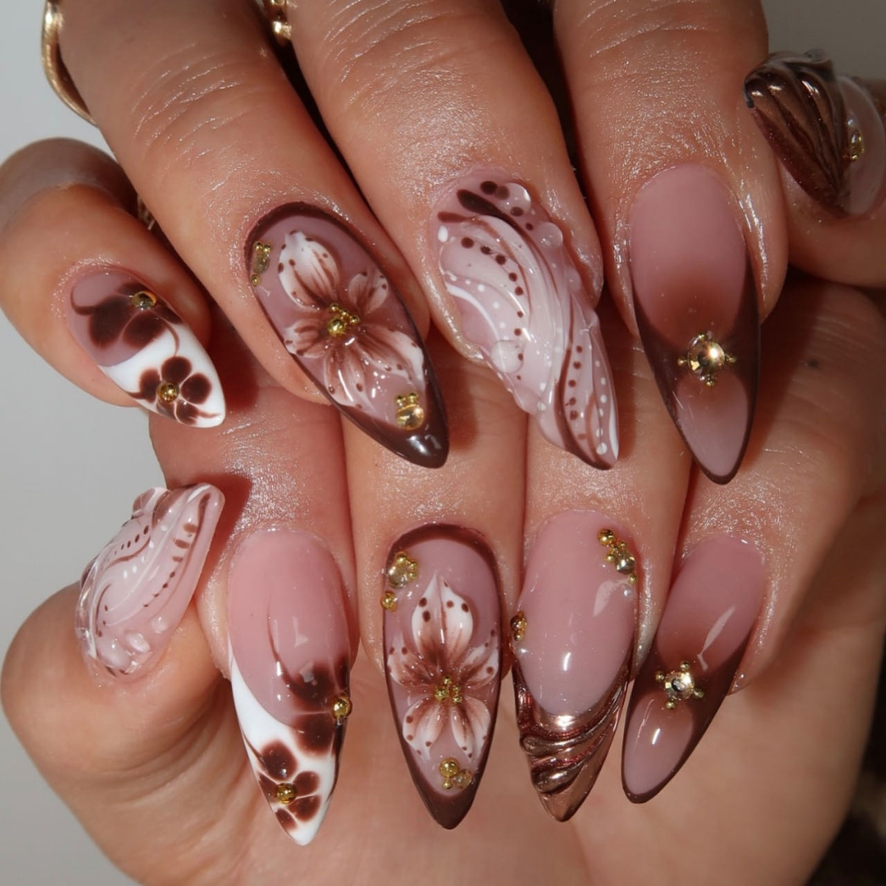 Medium fake nails for women gr - Pressed Flower Art recension och pris