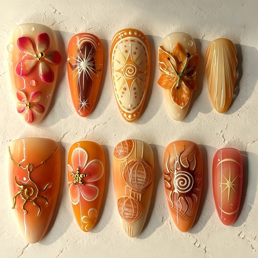 24Pcs Gilded Lines Press on Na - Pressed Flower Art recension och pris